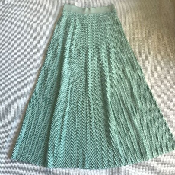 NWT Anthropologie Cecilia Prado Mint Knit Maxi Bohemian Spring Summer Skirt sz M - Picture 7 of 12